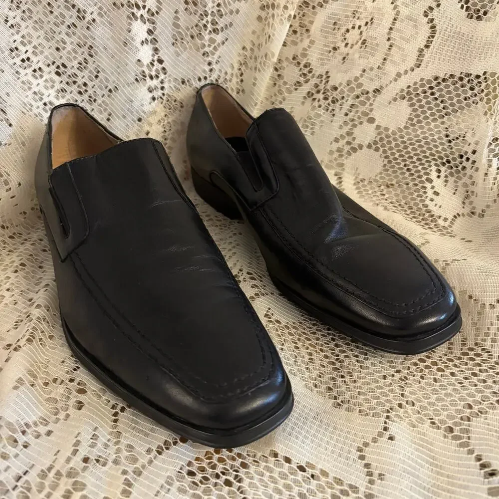 Joseph Abboud Men's US 10.5 D Black Leather Loafers Shoes